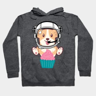 Space Corgi and his tasty cupcake - The Cool Astronaut Puppy! Hoodie